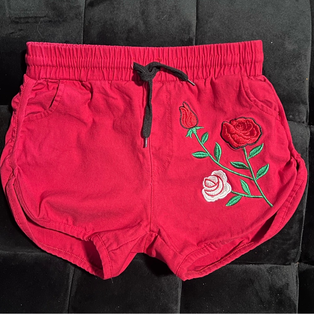 Rose Embroidered Vintage Gym Shorts